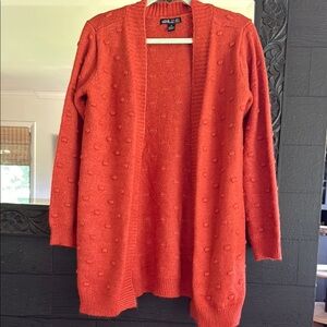 LOVE STORY Orange Cardigan Sweater Vibrant Knit